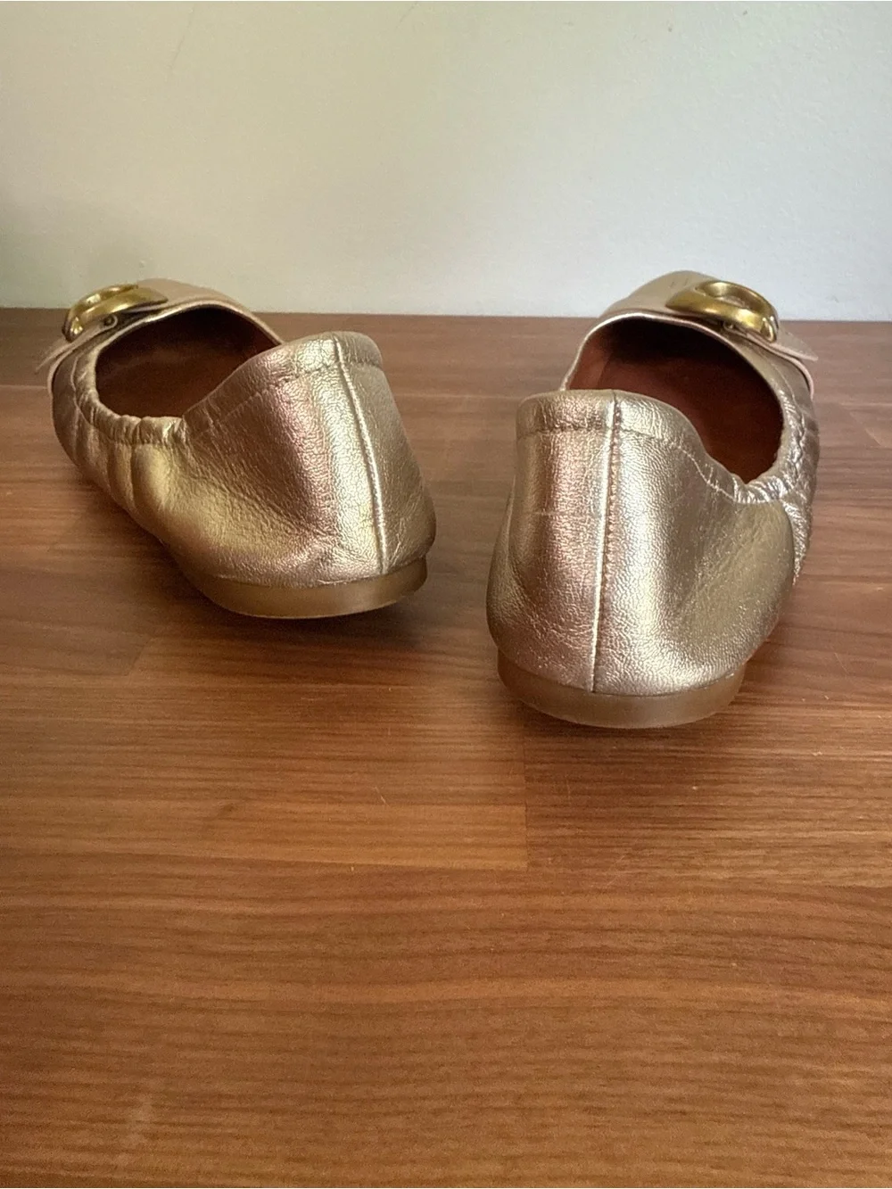 Coach Stanton Metallic Gold Ballet Flats, size 10